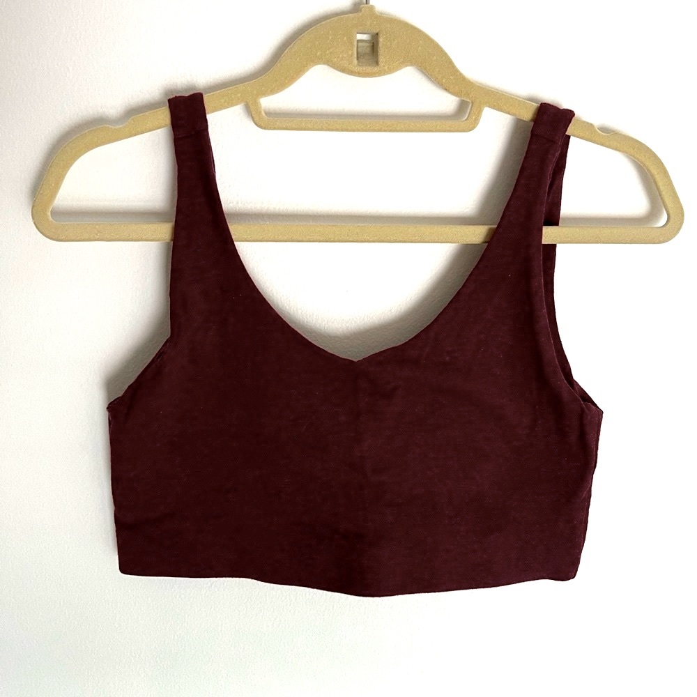 Pact maroon crop bralette bra red cropped sports top